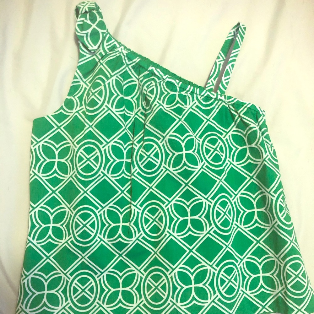 Janie and Jack green and white strappy 4t shirt